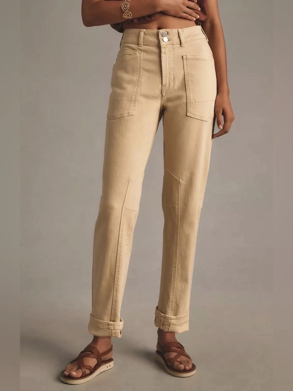 Anthropologie Pilcro Wanderer Relaxed Straight Jeans in Beige, Women’s size 29